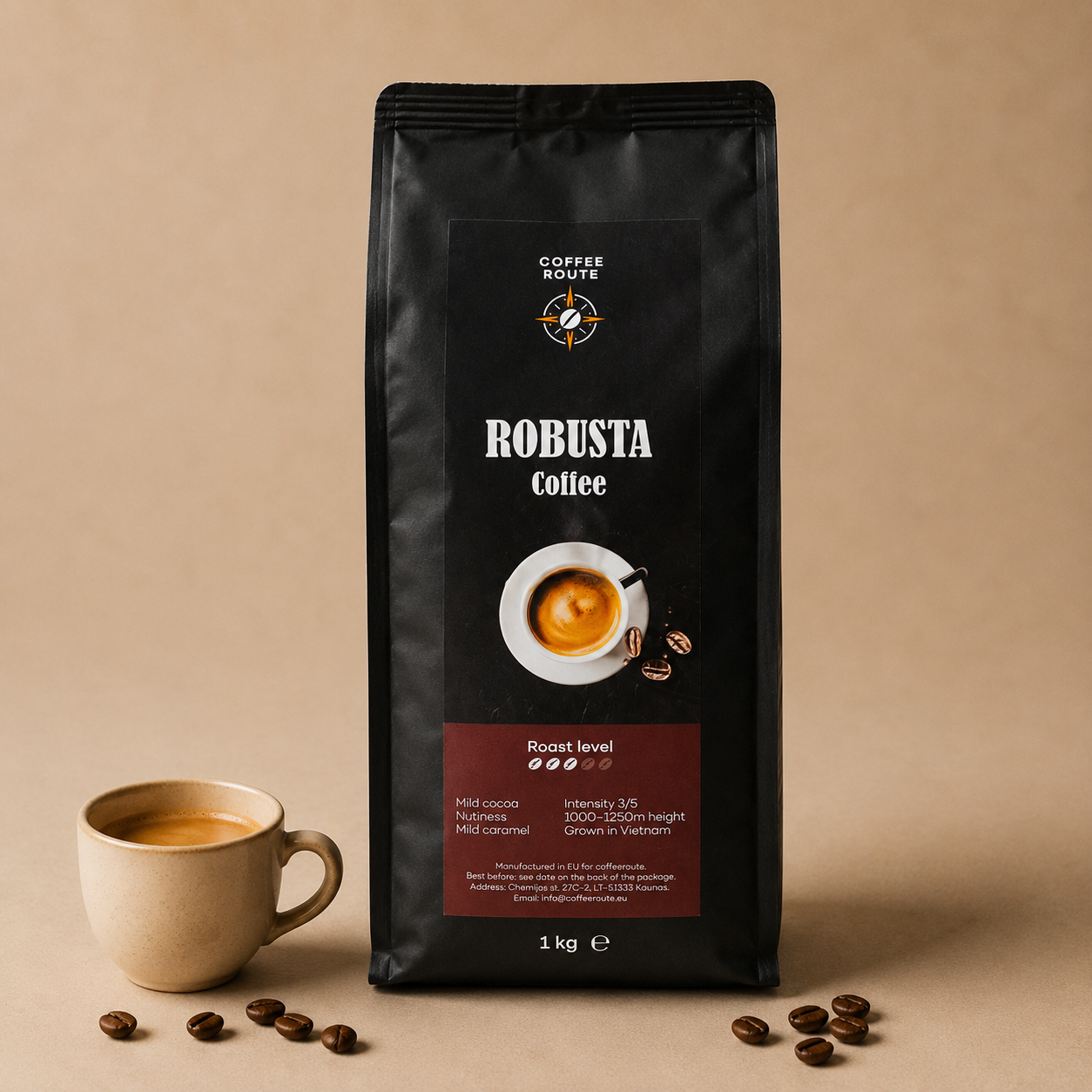 Kavos pupelės Robusta Vietnam, 1kg
