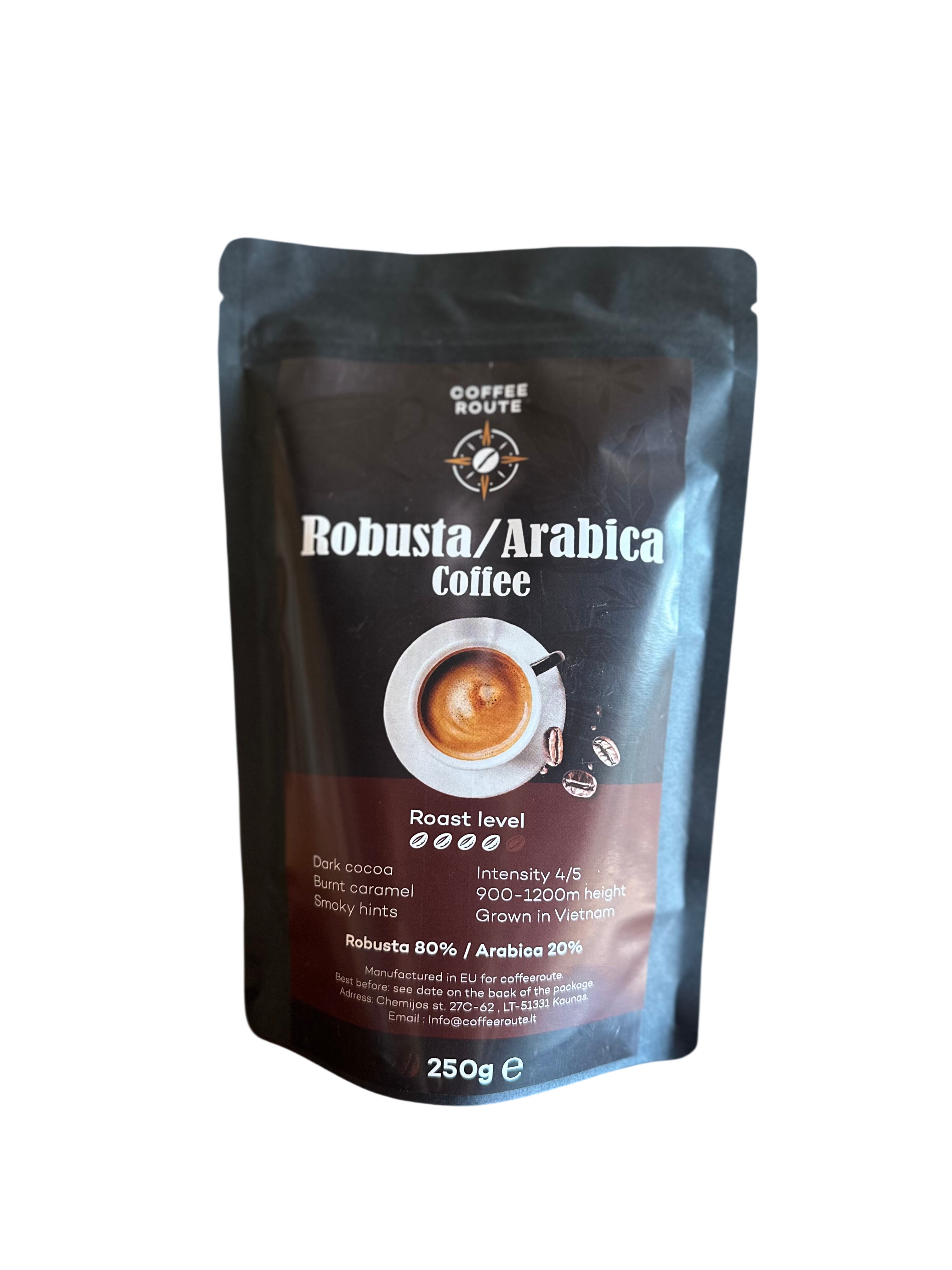 Kavos pupelės Robusta/Arabica, 250g
