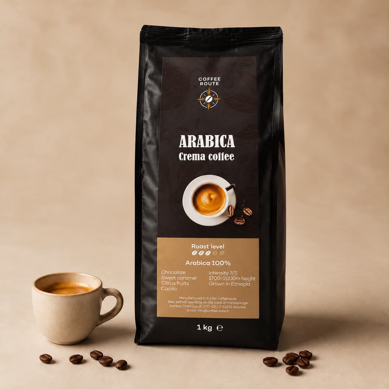Kavos pupelės Arabica Crema 100% Ethiopia, 1kg